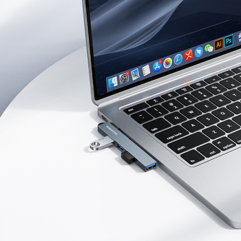 Borofone Adapter HUB FH1 4 in 1 - USB to 3xUSB 2.0 + USB 3.0 - grey