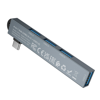 Borofone Adapter HUB FH1A 4 in 1 - Type C to 3xUSB 2.0 + USB 3.0 - grey