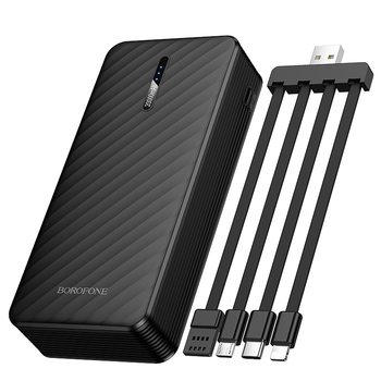 Borofone Power Bank 20000mAh BJ84A Smooth - USB - with USB, Type C, Lightning and Micro USB cables black