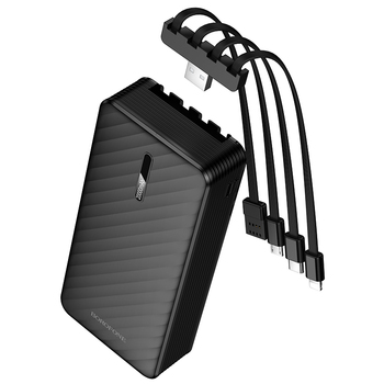 Borofone Power Bank 20000mAh BJ84A Smooth - USB - with USB, Type C, Lightning and Micro USB cables black