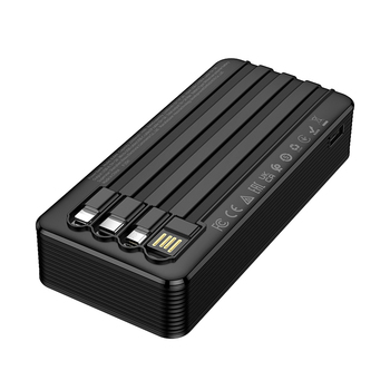 Borofone Power Bank 20000mAh BJ84A Smooth - USB - with USB, Type C, Lightning and Micro USB cables black