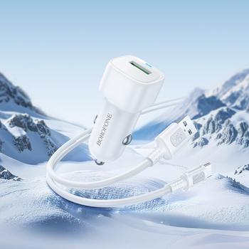 Borofone Ładowarka samochodowa BZ34 Cloud - USB - QC 3.0 18W z kablem USB na Typ C biała