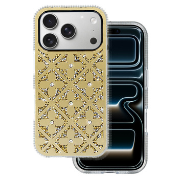 Flower Case for Iphone 16 gold