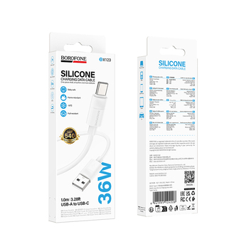 Borofone Kabel BX123 Leya - USB na Typ C - 36W 3A 1 metr biały