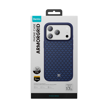 Benks Magnetic Armor Pro Armor Grid Kevlar Case Metal Frame 600D (YB70) for Iphone 17 Pro Max blue