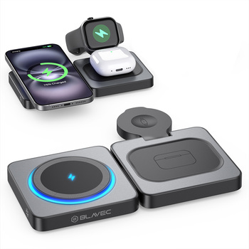 Blavec Ładowarka indukcyjna BQI-04 Qi 15W magnetyczna Magsafe 3 w 1 UniCharge (BQI04-QIMB) czarna