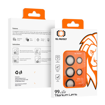 Hartowane szkło Tel Protect Titanium Lens 99% AR na aparat do Samsung Galaxy S26 Ultra czarne (obiektyw 5 sztuk)