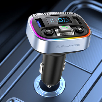 Blavec Transmiter FM Flash TR-04 MP3, Bluetooth - 2xUSB + Typ C - QC3.0 18W PD 30W (TFMFTR04-B) czarny