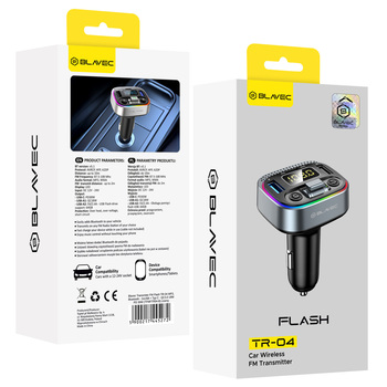 Blavec Transmiter FM Flash TR-04 MP3, Bluetooth - 2xUSB + Typ C - QC3.0 18W PD 30W (TFMFTR04-B) czarny