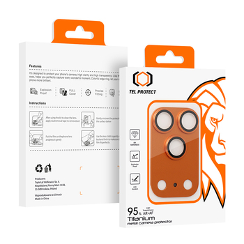 Hartowane szkło Tel Protect 95% AR+AF Full Metal Camera Protector na aparat do Iphone 17 Pro pomarańczowe (wyspa)