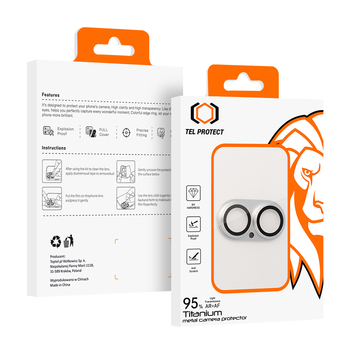 Hartowane szkło Tel Protect 95% AR+AF Full Metal Camera Protector na aparat do Iphone 17 srebrne (wyspa)