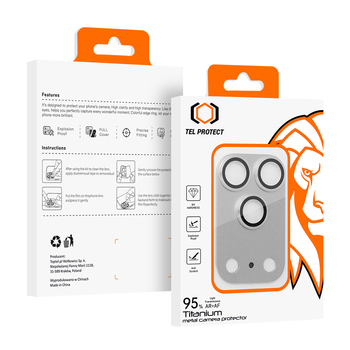 Hartowane szkło Tel Protect 95% AR+AF Full Metal Camera Protector na aparat do Iphone 17 Pro srebrne (wyspa)