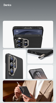 Benks Montage Magnetic Armor Air Kevlar Case Metal Frame 600D+1500D (F049) for Samsung Galaxy S26 Plus black