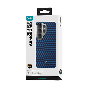 Benks Etui Magnetic Armor Air Armor Grid Kevlar Metal Frame 600D (A050) do Samsung Galaxy S26 Ultra niebieskie