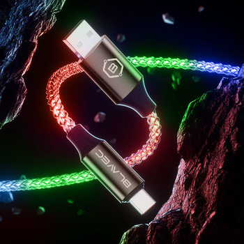 Blavec Kabel Neon - USB na Typ C - QC 3.0 60W 3A 1 metre Apple CarPlay/Android Auto (CNE-UC3L1) luminous RGB