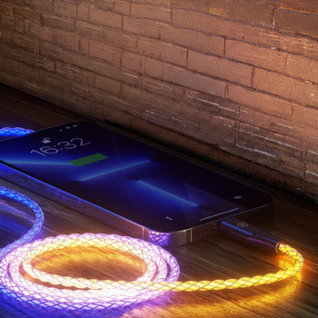 Blavec Kabel Neon - USB na Typ C - QC 3.0 60W 3A 1 metre Apple CarPlay/Android Auto (CNE-UC3L1) luminous RGB