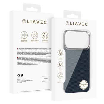 Liavec Carbon Layer Magsafe Aramid Fiber Cover do Iphone 17 Pro niebieski