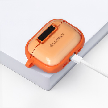 Liavec SlideLock Case for Apple AirPods Pro 3 transparent-orange