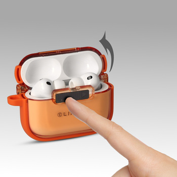 Liavec SlideLock Case for Apple AirPods Pro 3 transparent-orange