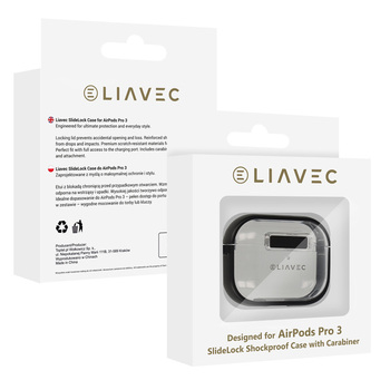 Liavec SlideLock Case do Apple AirPods Pro 3 przezroczysto-czarny