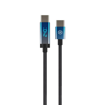 Blavec Kabel Velox pleciony - Typ C na Typ C - PD 240W 5A LED display 1,2 metra Apple CarPlay/Android Auto (CVE-CC5B12) czarny