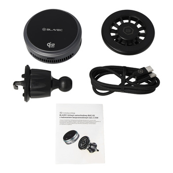 Blavec Car holder BHC-05 Qi2.2 25W magnetically detachable with induction charging and active cooling to airvent (BHC05-MWIB) black