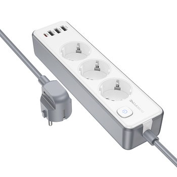 Borofone Power strip BAC9 - 3 outlets 240V + 3xUSB + Type C - PD 20W 2 metres black