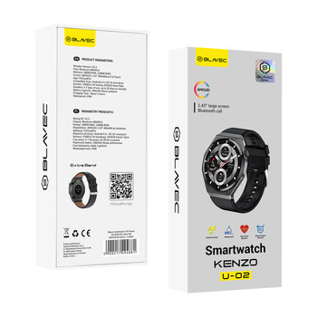 Blavec Smartwatch U-02 Kenzo HD AMOLED Voice Call (SWU02-B) czarny + 1 pasek