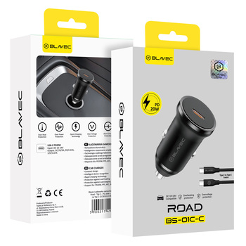 Blavec Ładowarka samochodowa BS-01C-C Road - Typ C - PD 20W z kablem Typ C na Typ C (CCBS01CCR-CB) czarna
