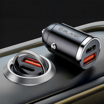 Blavec Ładowarka samochodowa BS-02B Aero - USB + Typ C -  QC 3.0 18W PD 30W (CCBS02BA-UCB) czarna