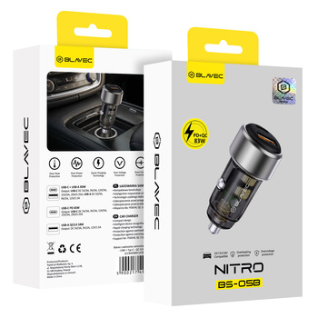Blavec Ładowarka samochodowa BS-05B Nitro - USB + Typ C - QC 3.0 83W (CCBS05BN-UCB) czarna