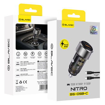 Blavec Ładowarka samochodowa BS-05B-C Nitro - USB + Typ C - QC 3.0 83W z kablem Typ C na Typ C (CCBS05BCN-UCB) czarna