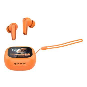 Blavec Słuchawki Bluetooth TWS BW-07 Live z wyświetlaczem LCD (BW07L-O) pomarańczowe