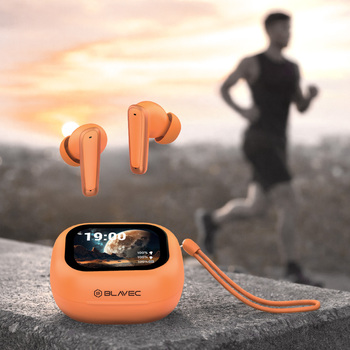 Blavec Słuchawki Bluetooth TWS BW-07 Live z wyświetlaczem LCD (BW07L-O) pomarańczowe