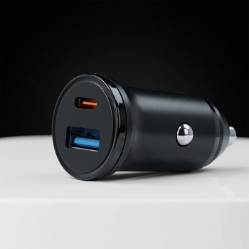 Blavec Ładowarka samochodowa BS-01B-C Road - USB + Typ C - QC 3.0 18W PD 20W z kablem Typ C na Typ C (CCBS01BCR-UCB) czarna