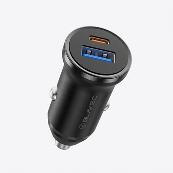 Blavec Ładowarka samochodowa BS-01B-C Road - USB + Typ C - QC 3.0 18W PD 20W z kablem Typ C na Typ C (CCBS01BCR-UCB) czarna