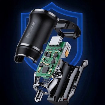 Blavec Ładowarka samochodowa BS-01B-C Road - USB + Typ C - QC 3.0 18W PD 20W z kablem Typ C na Typ C (CCBS01BCR-UCB) czarna