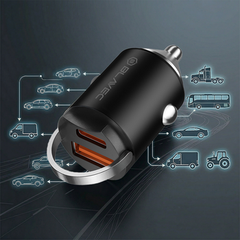 Blavec Ładowarka samochodowa BS-02B-C Aero - USB + Typ C - QC 3.0 18W PD 30W z kablem Typ C na Typ C (CCBS02BCA-UCB) czarna