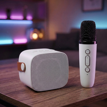 Blavec Głośnik Bezprzewodowy Bluetooth WS-07 Karaoke Party - 5W z 2 mikrofonami (WS07-2MW) biały