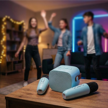 Blavec Portable Bluetooth Speaker WS-07 Karaoke Party - 5W with 2 microphones (WS07-2MBL) blue