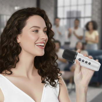 Blavec Głośnik Bezprzewodowy Bluetooth WS-08 Karaoke Idol - 8W z 2 mikrofonami (WS08-2MW) biały