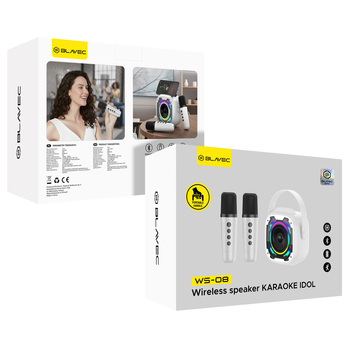 Blavec Głośnik Bezprzewodowy Bluetooth WS-08 Karaoke Idol - 8W z 2 mikrofonami (WS08-2MW) biały