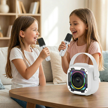 Blavec Głośnik Bezprzewodowy Bluetooth WS-08 Karaoke Idol - 8W z 2 mikrofonami (WS08-2MW) biały