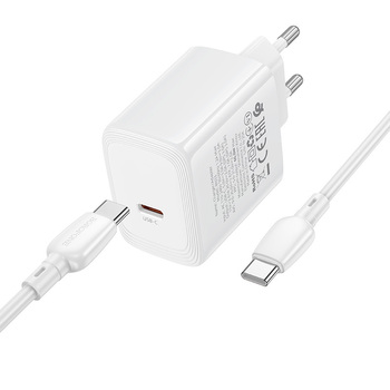 Borofone Ładowarka sieciowa BN33 Fuente GaN Typ C - QC3.0 PD 40W z kablem Typ C na Typ C biała