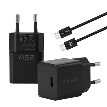 Blavec Ładowarka sieciowa BC-10 - Typ C - PD 25W 3A z kablem Typ C na Typ C (TCBC10-CB253A) czarna