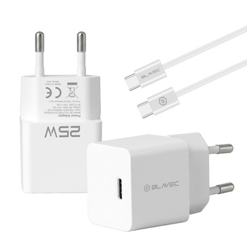Blavec Wall charger BC-10 - Type C - PD 25W 3A with Type C to Type C cable (TCBC10-CW253A) white