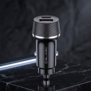 Blavec Ładowarka samochodowa BS-03B-C Carbon - USB + Typ C - QC 3.0 48W z kablem Typ C na Typ C (CCBS03BC-UCB) czarna