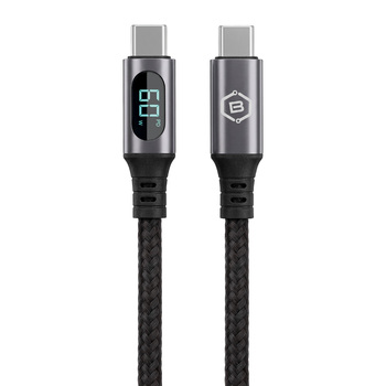 Blavec Kabel Zumi pleciony - Typ C na Typ C - PD 60W 3A wyświetlacz LCD 1 metr Apple CarPlay/Android Auto (CZU-CC3B10) czarny