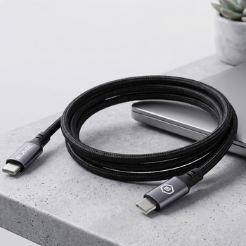 Blavec Kabel Zumi pleciony - Typ C na Typ C - PD 60W 3A wyświetlacz LCD 1 metr Apple CarPlay/Android Auto (CZU-CC3B10) czarny