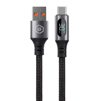 Blavec Kabel Zumi pleciony - USB na Typ C - QC 30W 3A wyświetlacz LCD 1 metr Apple CarPlay/Android Auto (CZU-UC3B10) czarny